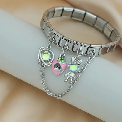 Stars, Strawberry & Rabbit Silver Italian Charms