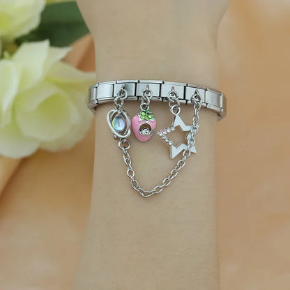 Stars, Strawberry & Rabbit Silver Italian Charms