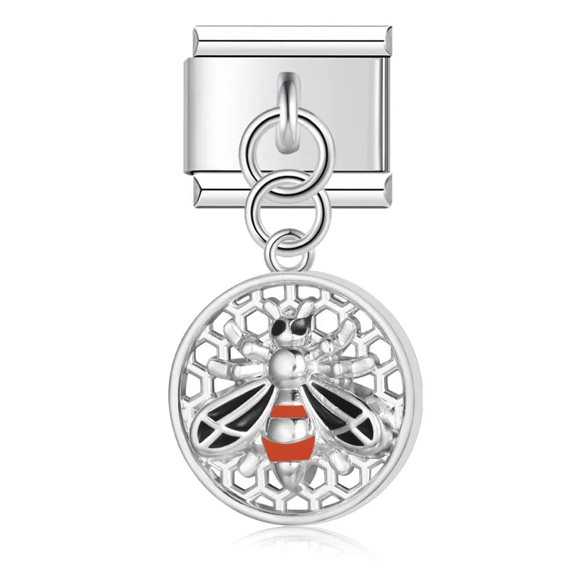 Round Beehive Bee Charms Italian Link