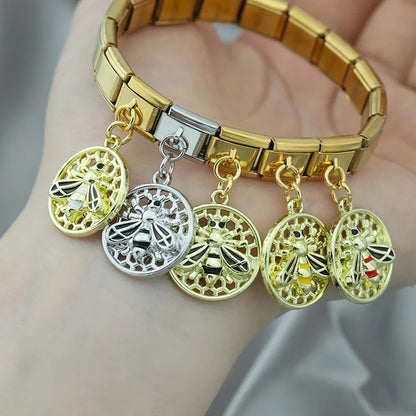 Round Beehive Bee Charms Italian Link