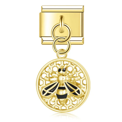 Round Beehive Bee Charms Italian Link