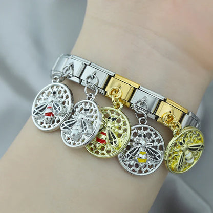 Round Beehive Bee Charms Italian Link