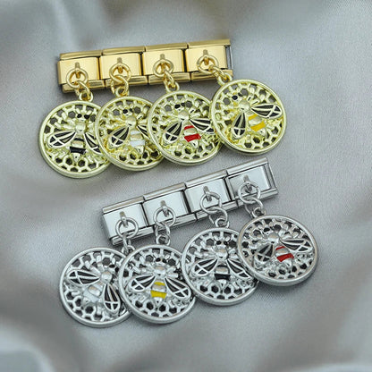Round Beehive Bee Charms Italian Link