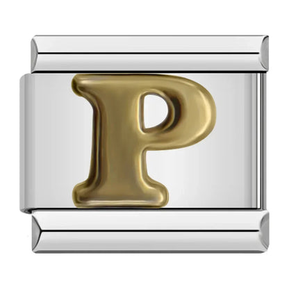 Silver & Gold Letter Italian Charms — A to Z Two-Tone Alphabet Bracelet Links
