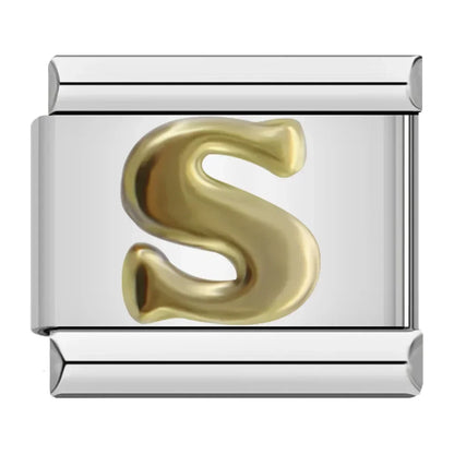 Silver & Gold Letter Italian Charms — A to Z Two-Tone Alphabet Bracelet Links