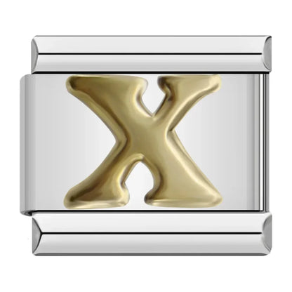 Silver & Gold Letter Italian Charms — A to Z Two-Tone Alphabet Bracelet Links