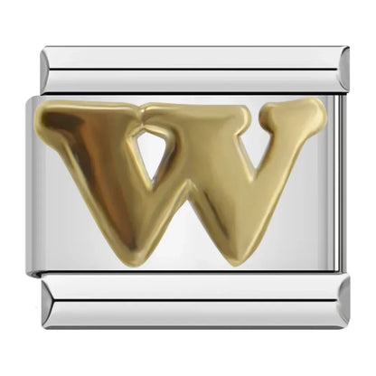 Silver & Gold Letter Italian Charms — A to Z Two-Tone Alphabet Bracelet Links