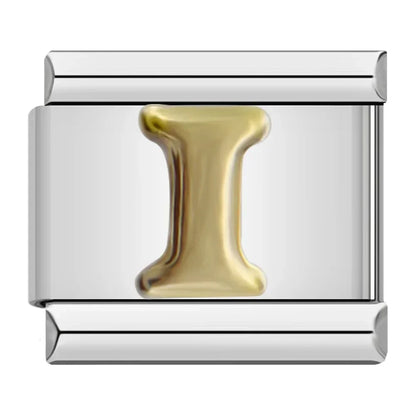 Silver & Gold Letter Italian Charms — A to Z Two-Tone Alphabet Bracelet Links