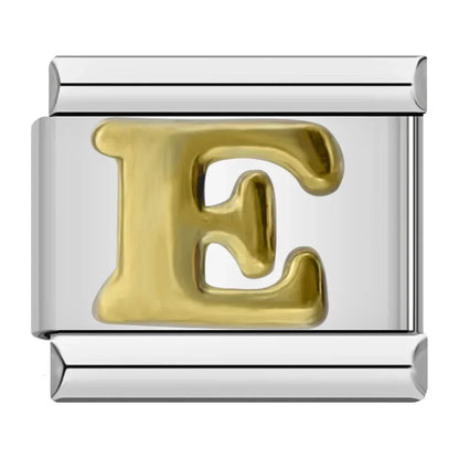 Silver & Gold Letter Italian Charms — A to Z Two-Tone Alphabet Bracelet Links