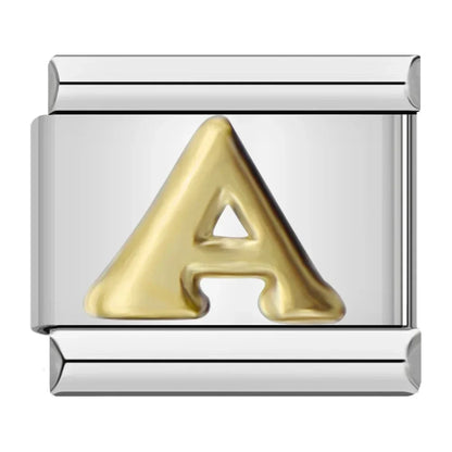 Silver & Gold Letter Italian Charms — A to Z Two-Tone Alphabet Bracelet Links
