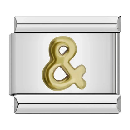 Silver & Gold Letter Italian Charms — A to Z Two-Tone Alphabet Bracelet Links