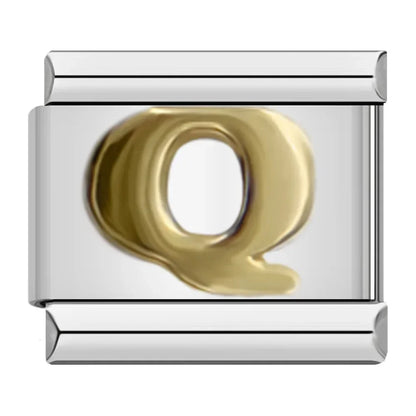 Silver & Gold Letter Italian Charms — A to Z Two-Tone Alphabet Bracelet Links
