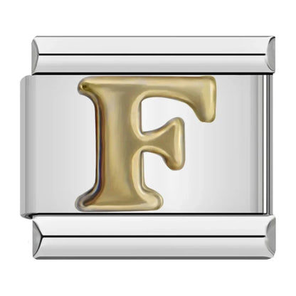 Silver & Gold Letter Italian Charms — A to Z Two-Tone Alphabet Bracelet Links