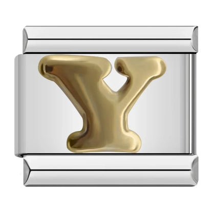 Silver & Gold Letter Italian Charms — A to Z Two-Tone Alphabet Bracelet Links