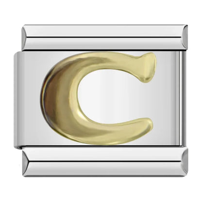 Silver & Gold Letter Italian Charms — A to Z Two-Tone Alphabet Bracelet Links