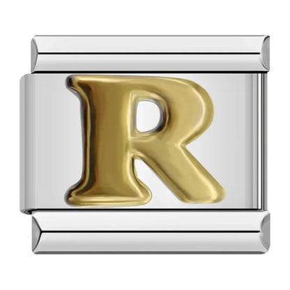 Silver & Gold Letter Italian Charms — A to Z Two-Tone Alphabet Bracelet Links