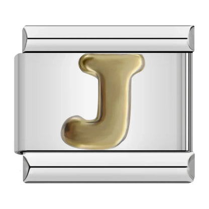 Silver & Gold Letter Italian Charms — A to Z Two-Tone Alphabet Bracelet Links