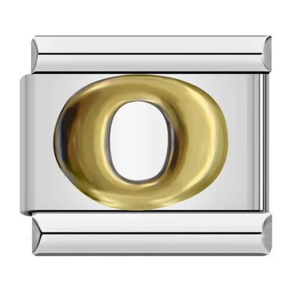 Silver & Gold Letter Italian Charms — A to Z Two-Tone Alphabet Bracelet Links