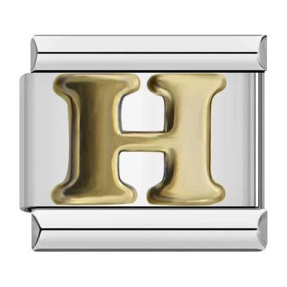 Silver & Gold Letter Italian Charms — A to Z Two-Tone Alphabet Bracelet Links