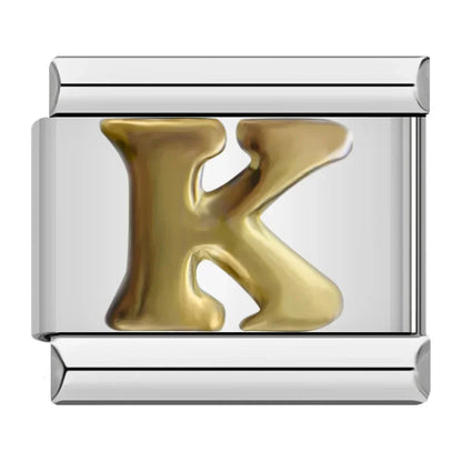Silver & Gold Letter Italian Charms — A to Z Two-Tone Alphabet Bracelet Links