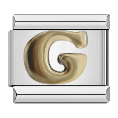 Silver & Gold Letter Italian Charms — A to Z Two-Tone Alphabet Bracelet Links