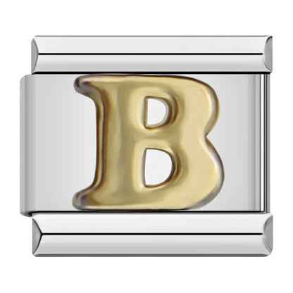 Silver & Gold Letter Italian Charms — A to Z Two-Tone Alphabet Bracelet Links