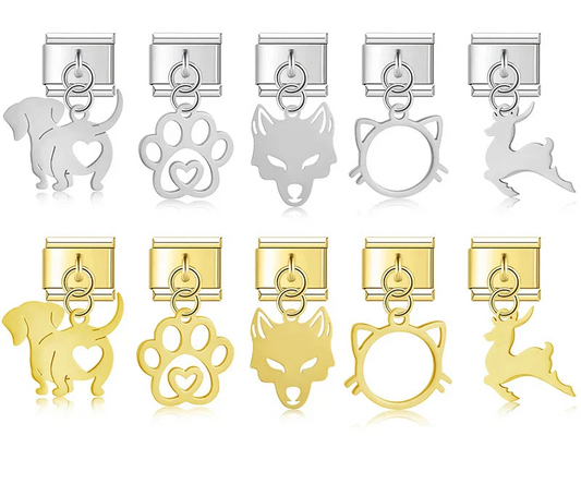 Animal Dog Cat Wolf Charms Italian Link DJ821