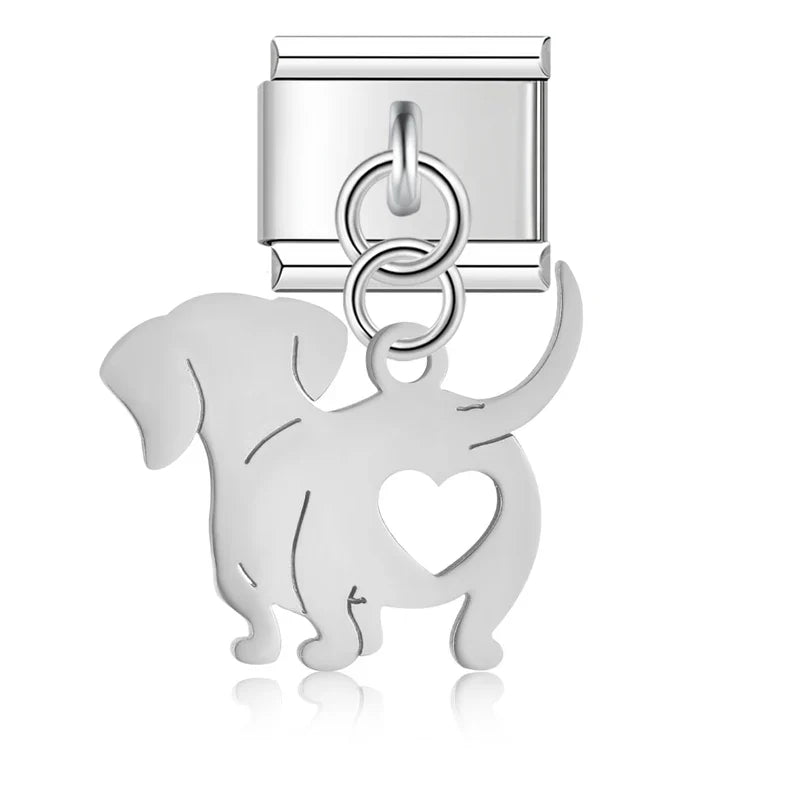 Animal Dog Cat Wolf Charms Italian Link DJ821