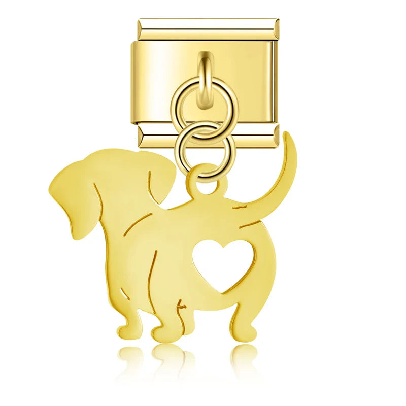 Animal Dog Cat Wolf Charms Italian Link DJ821