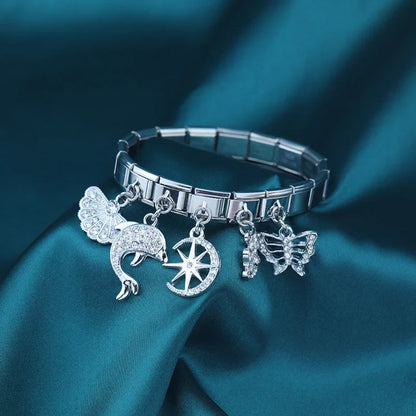 Enamel Compass & Adventure Dangle Charm for Charm Bracelets