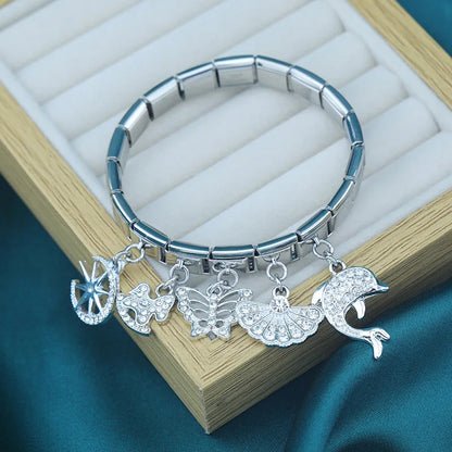 Enamel Compass & Adventure Dangle Charm for Charm Bracelets