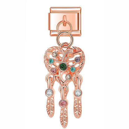 The Cupcake, Leaf, Flower & Yin Yang Rose Gold Dangle Charm
