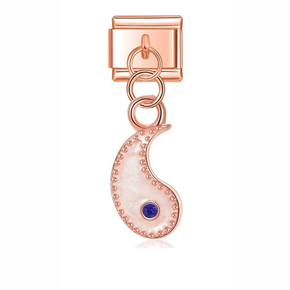 The Cupcake, Leaf, Flower & Yin Yang Rose Gold Dangle Charm