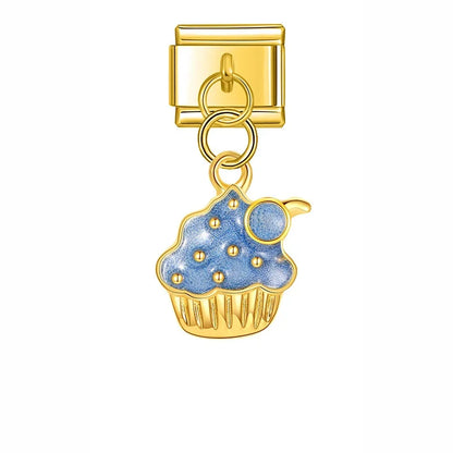 The Cupcake, Leaf, Flower & Yin Yang Rose Gold Dangle Charm
