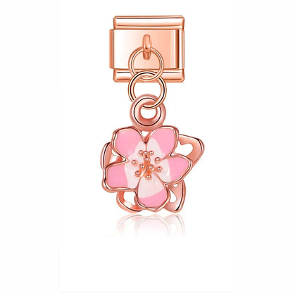 The Cupcake, Leaf, Flower & Yin Yang Rose Gold Dangle Charm