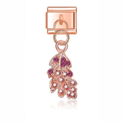 The Cupcake, Leaf, Flower & Yin Yang Rose Gold Dangle Charm