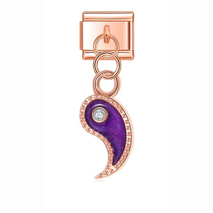 The Cupcake, Leaf, Flower & Yin Yang Rose Gold Dangle Charm