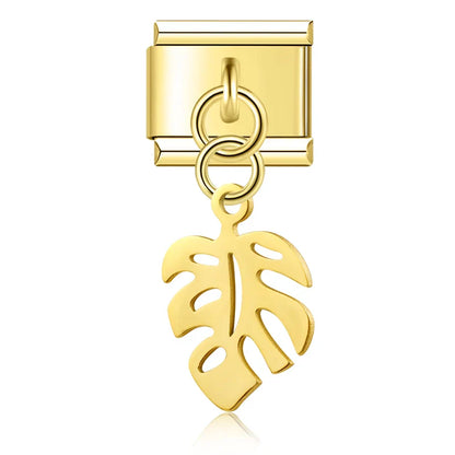 The Flower, Cross, Leaf & Bell Dangle Charm in Silver