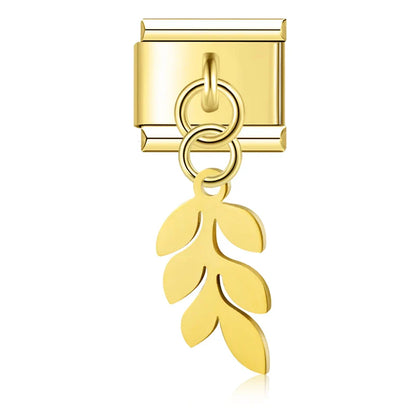 The Flower, Cross, Leaf & Bell Dangle Charm in Silver