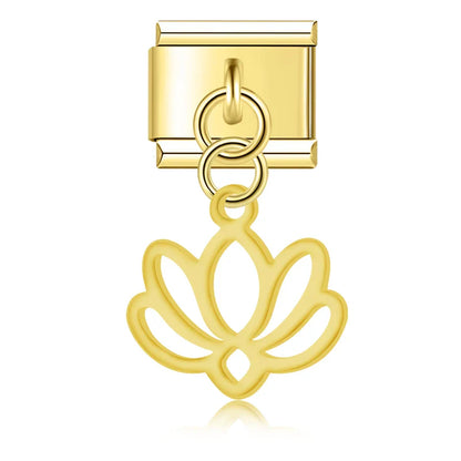 The Flower, Cross, Leaf & Bell Dangle Charm in Silver
