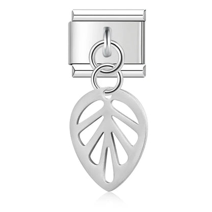The Flower, Cross, Leaf & Bell Dangle Charm in Silver
