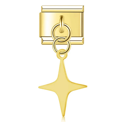 The Flower, Cross, Leaf & Bell Dangle Charm in Silver