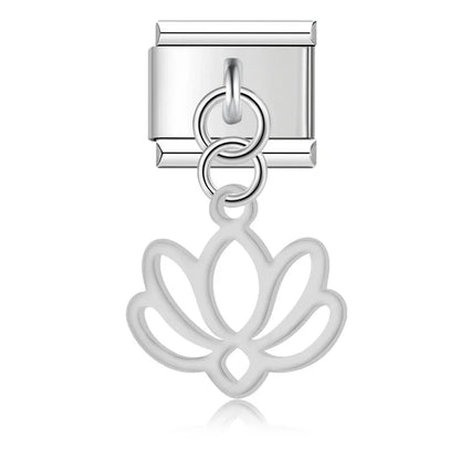The Flower, Cross, Leaf & Bell Dangle Charm in Silver