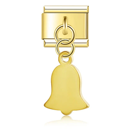 The Flower, Cross, Leaf & Bell Dangle Charm in Silver