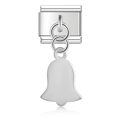 The Flower, Cross, Leaf & Bell Dangle Charm in Silver