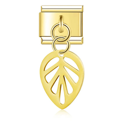 The Flower, Cross, Leaf & Bell Dangle Charm in Silver