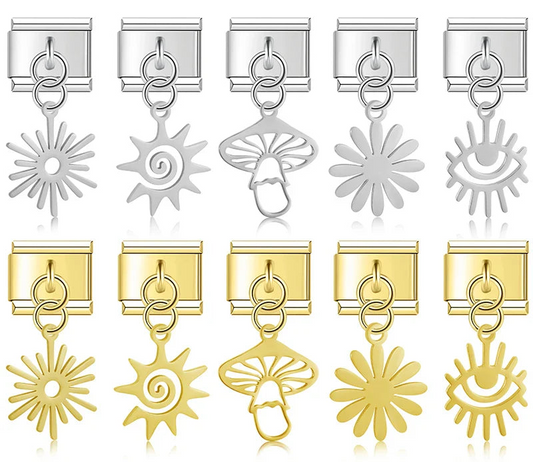 Flower Eye Sun Mushroom Charm Italian Link DJ818