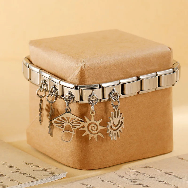 Flower Eye Sun Mushroom Charm Italian Link DJ818