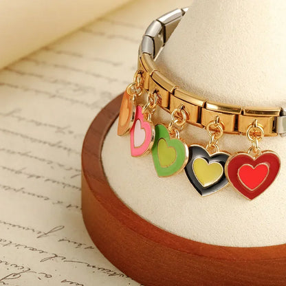 The Colourful Romantic Heart Dangle Charm in Gold