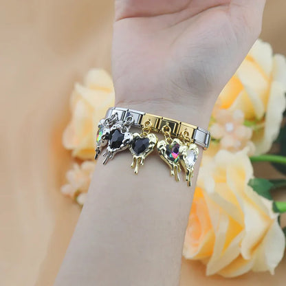 melted heart charms with gemstone silver&gold
